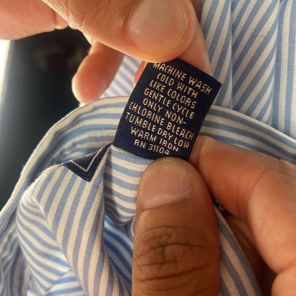 Sadlebreed Easy Care Pin Stripe Blue and White Button Down Shirt - Picture 7 of 7